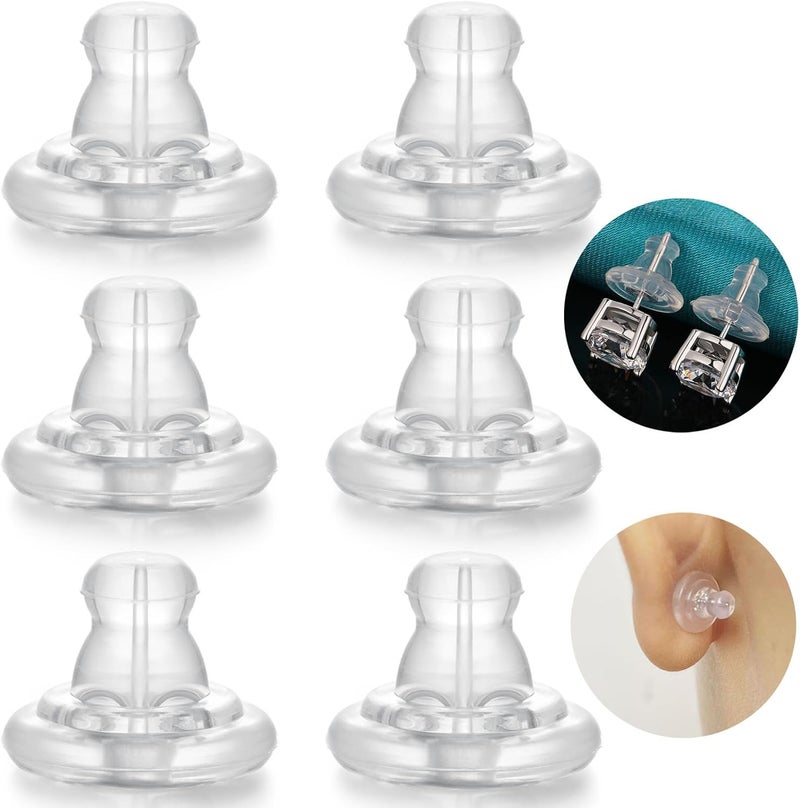 Catinee 3 Pairs Locking Earring Backs Replacements for Diamond Studs,925 Sterling Silver Hypoallergenic Secure Earring Backs (Silver) - Image 1